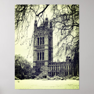 Póster Westminster, Parlamento, Winter London - Británico
