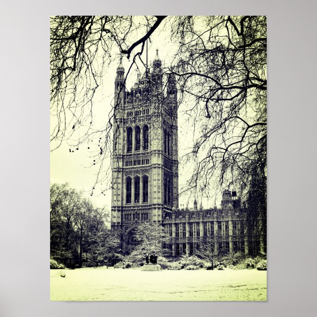 Póster Westminster, Parlamento, Winter London - Británico (Frente)
