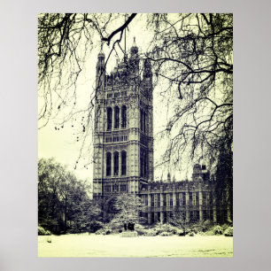 Póster Westminster, Parlamento, Winter London - Británico