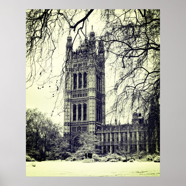 Póster Westminster, Parlamento, Winter London - Británico (Frente)