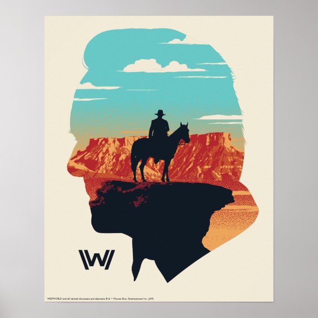 Póster Westworld | Dr. Ford Silhouette de Man in Black (Frente)