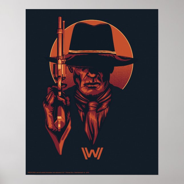 Póster Westworld | Hombre de negro con rebelión (Frente)