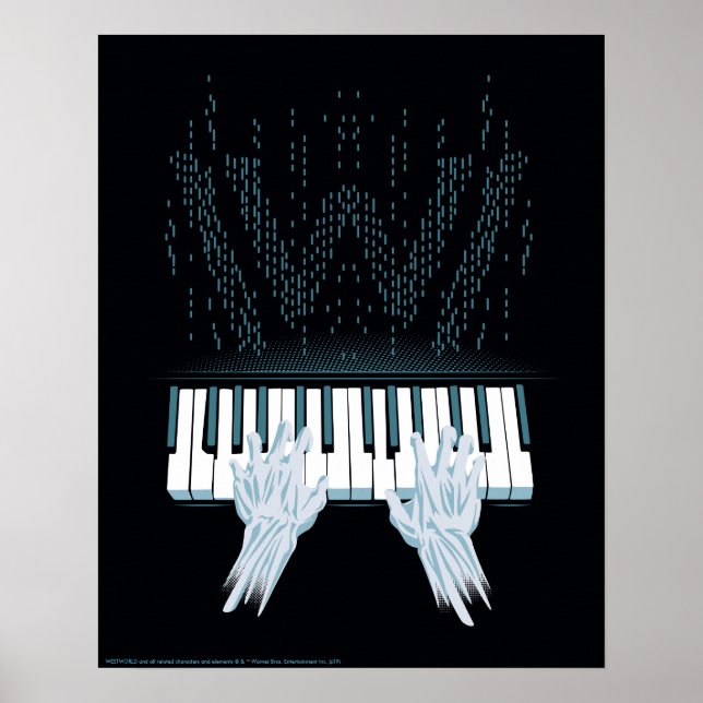 Póster Westworld | Manos Android En El Piano Jugador (Frente)
