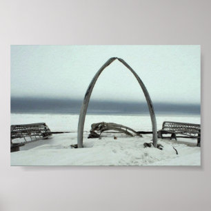 Póster Whale Bone Rib Arc and Skin Boat Frames at Barrow,