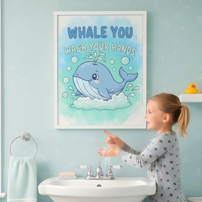 Póster Whale You Wash Your Hands Kids Bathroom Wall Art (Subido por el creador)