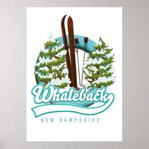Póster Whaleback New Hampshire retro ski logo
