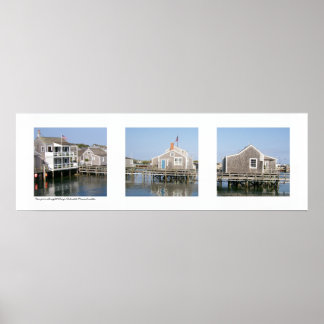 Póster Wharf Scene Nantucket, Triptych de Massachusetts