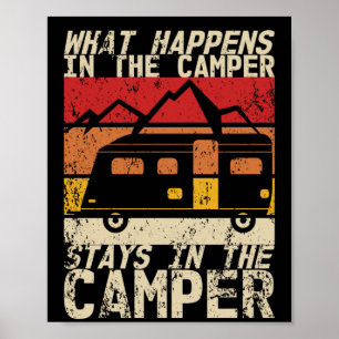 Póster What Happens In The Camper Caravan Camping Retro