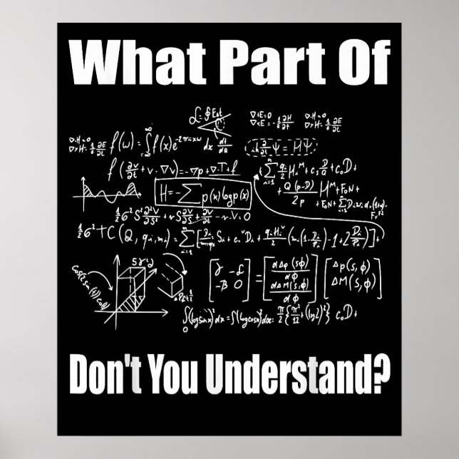 Póster What Part Dont You Understand Funny Math Teacher (Frente)