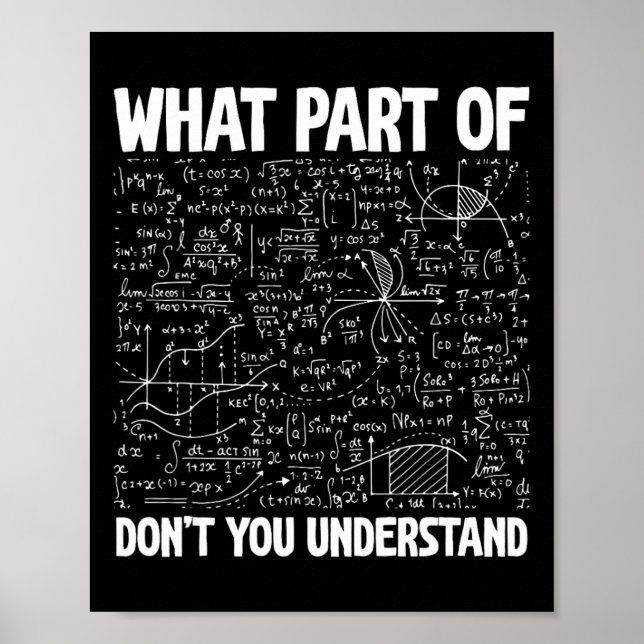 Póster What Part Of Don't You Understand Funny Math Mathe (Frente)