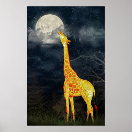 Póster What the moon tastes like? Giraffe and Moon Poster