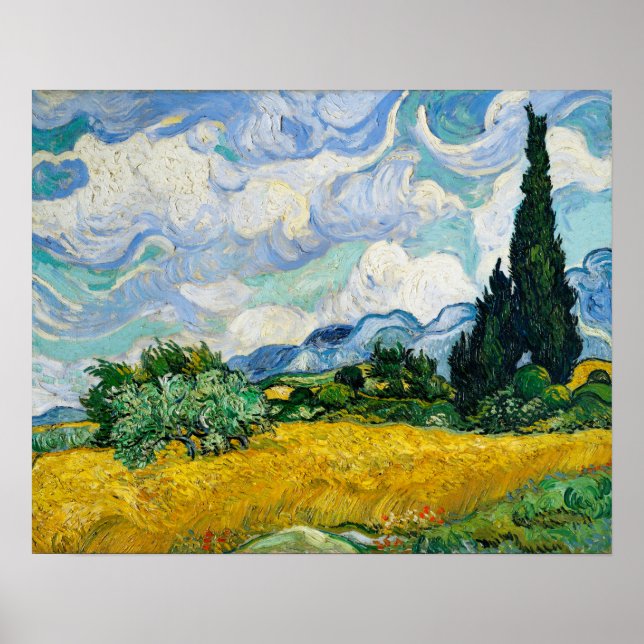 Póster Wheat Field with Cypresses (1889) by Vincent (Frente)
