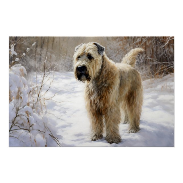 Póster Wheaten Terrier Deja que nieve Navidad (Anverso)