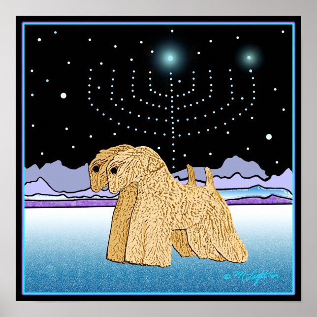 Póster "Wheaten Terriers at Chanukah" (Frente)