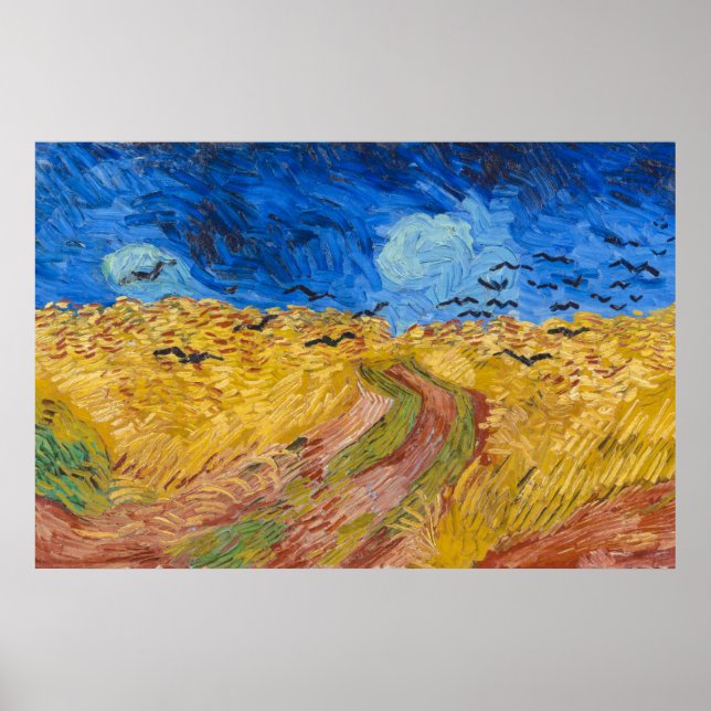 Póster Wheatfield con cuervos por Vincent van Gogh (Frente)