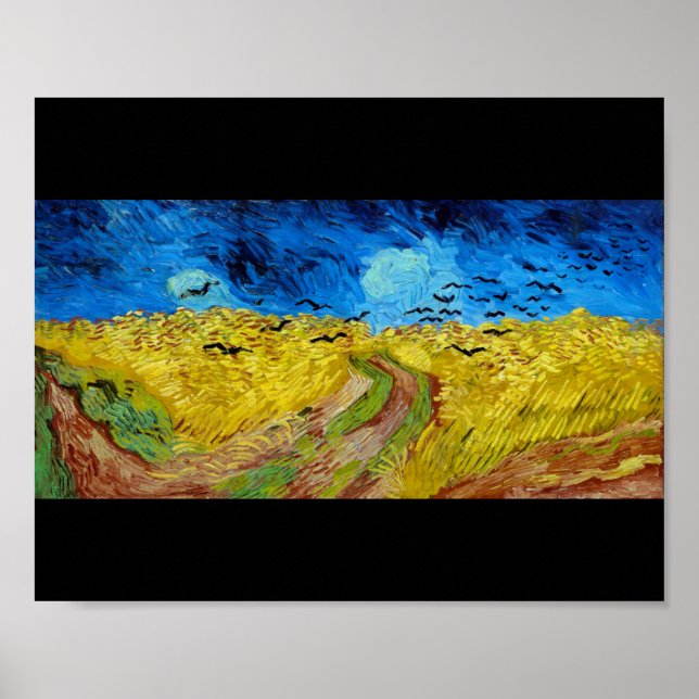 Póster Wheatfield con cuervos, Van Gogh (Frente)