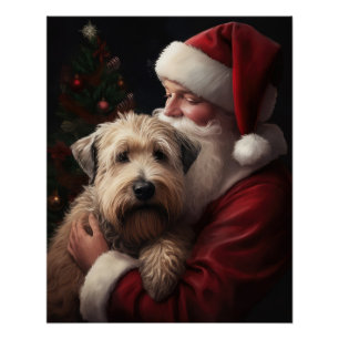 Póster Wheaton Terrier con Santa Claus Navideño