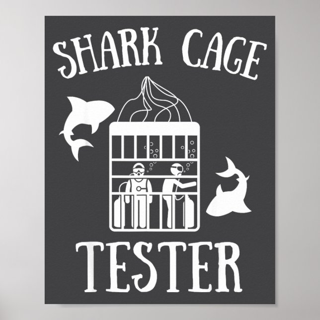 Póster Wheelchair Handicap Humor Handicapped Shark Cage T (Frente)