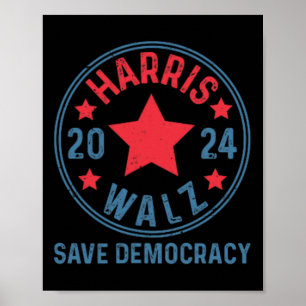 Póster Wheimer 2024 Salven la democracia Kamala Harris Ti