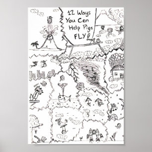 Póster When Pigs Fly... 12 Ways to Help Them.