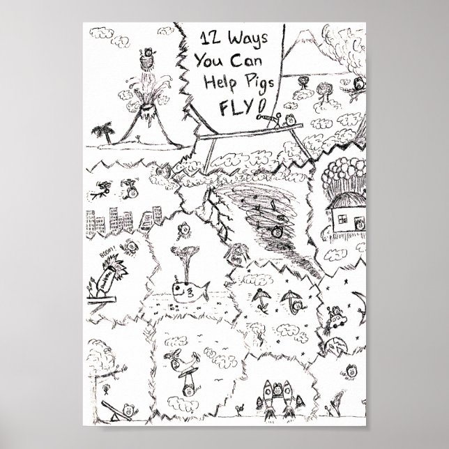 Póster When Pigs Fly... 12 Ways to Help Them. (Frente)