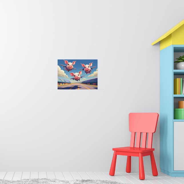 Póster When Pigs Fly Funny Winged Pigs (Guardería 1)