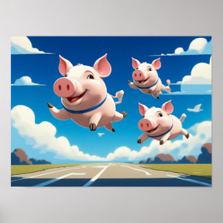 Póster When Pigs Fly Funny Winged Pigs