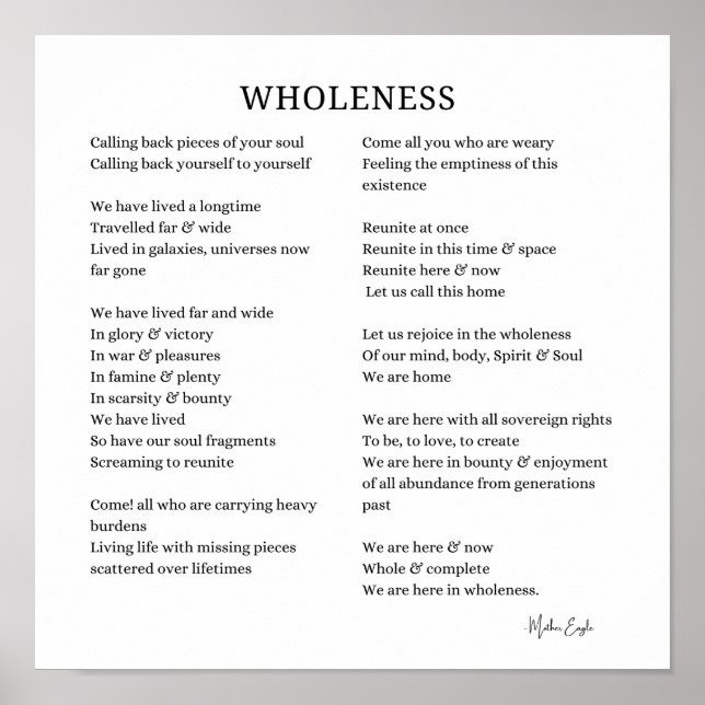 Póster Wheness Soul Self Love poema poster wall art (Frente)