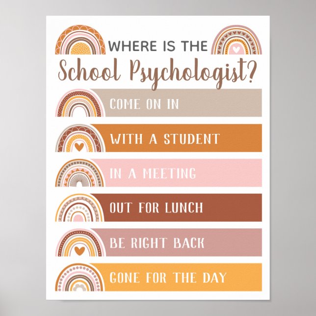 Póster Where is Psychologist Office Door Sign Rainbow (Frente)
