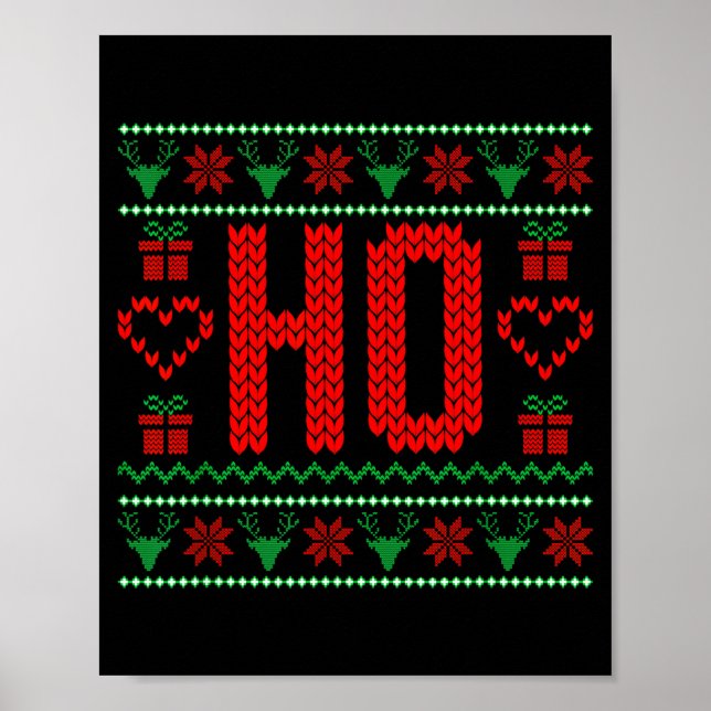 Póster Where My Ho's At Ugly Christmas Sweater Couples Ma (Frente)