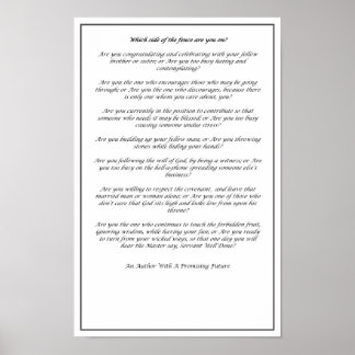 Póster Which Side of The Fence (Black and White)- Poster 