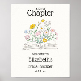 Póster Whimsical A New Chapter Bridal Shower Welcome Sign
