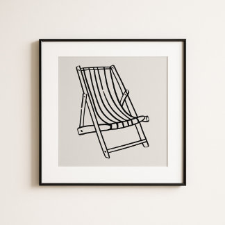 Póster Whimsical Amalfi Coast Beach Chair Art