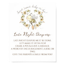 Whimsical Bee Wreath Rótulo de los Diapers nocturn