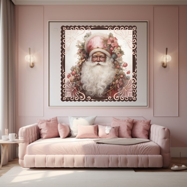 Póster Whimsical Black Santa: Florals y tintas suaves (Subido por el creador)