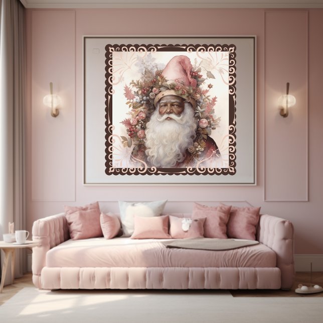 Póster Whimsical Black Santa: Tonos rosas y terrestres (Subido por el creador)