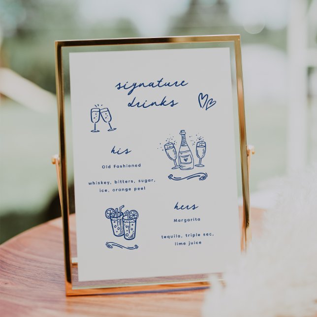 Póster Whimsical Blue Signature Bebe Boda (Subido por el creador)