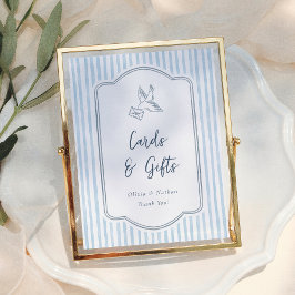 Póster Whimsical Blue Stripes Cards & Gifts Wedding Sign