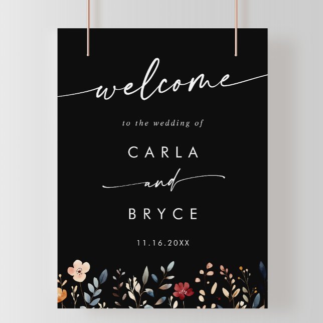 Póster Whimsical Boho Wildflower DIY Wedding Welcome Sign (Subido por el creador)