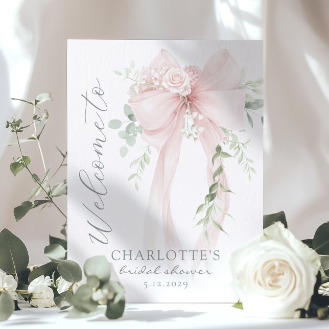 Póster Whimsical Bow Bridal Shower Welcome (Subido por el creador)