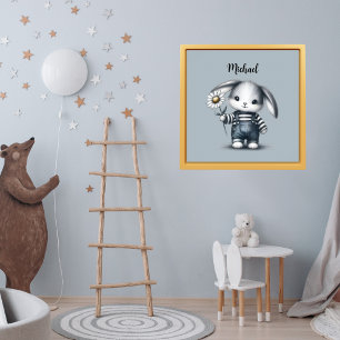 Póster Whimsical Boy Bunny con nombre
