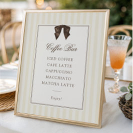 Póster Whimsical Brown Bow Striped Coffee Bar