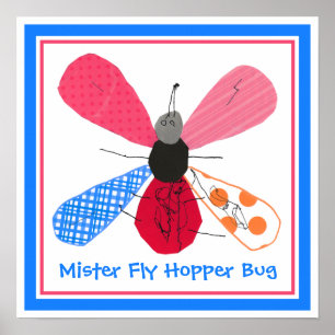 Póster Whimsical Bug Collage Art por Nathaniel de 4 años