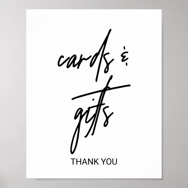 Póster Whimsical Calligraphy Cards and Gifts Sign (Frente)
