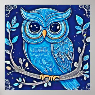 Póster Whimsical Chalk Owl