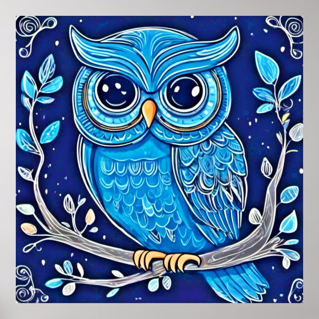 Póster Whimsical Chalk Owl (Frente)