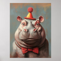 Whimsical Clown Hippo Retrato