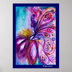 PÓSTER WHIMSICAL CUTE FAIRY IN PINK AND GOLD SPARKLES