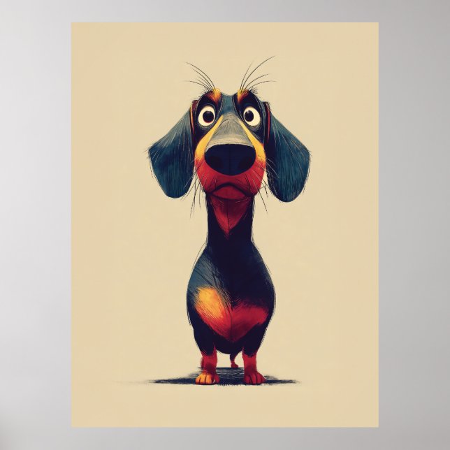 Póster  Whimsical Dachshund Character Illustration (Frente)