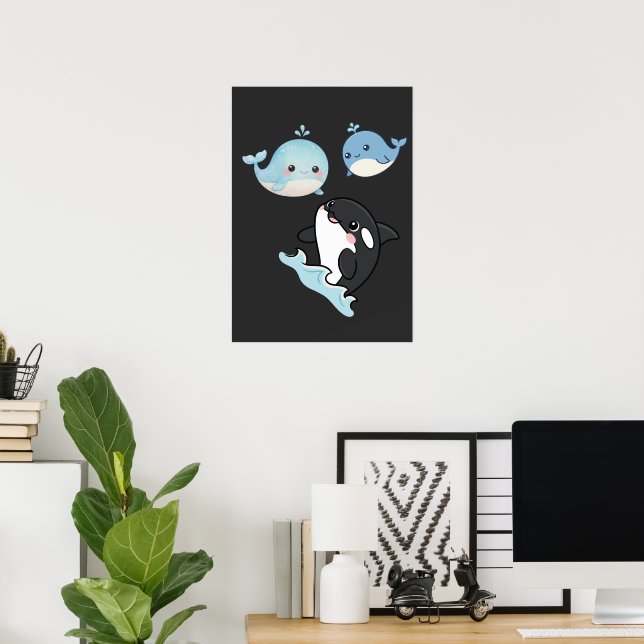 Póster Whimsical Dolphin Trio Poster | Friendship Art (Oficina en casa)